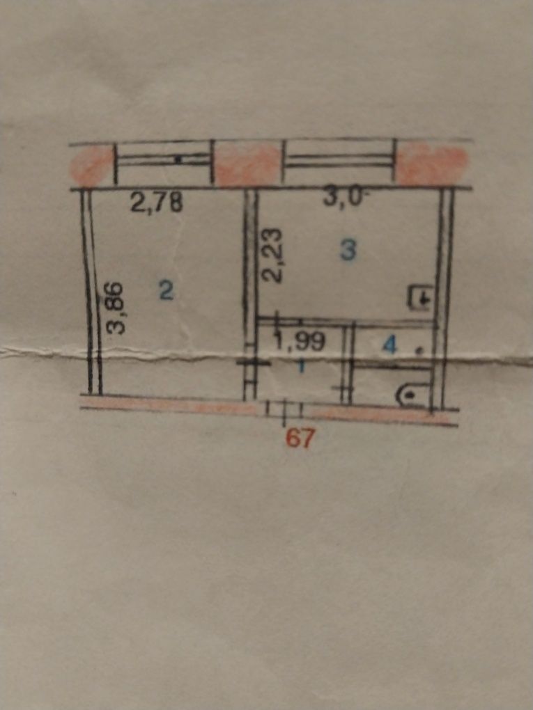 Продам 1 комнатную квартиру. 21.5кв.м. 4/6 этаж.
