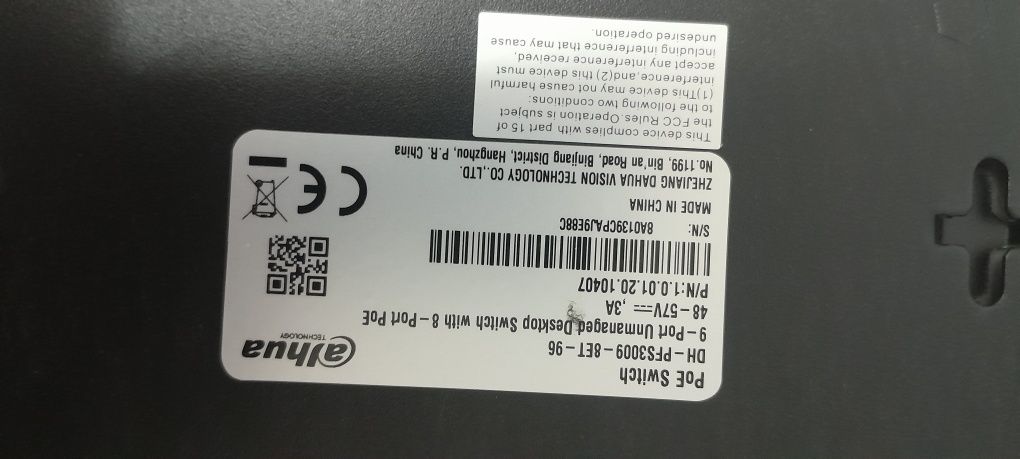 Комутатор Dahua 8 портовый. DH -PFS 3009 -8 EF 96.