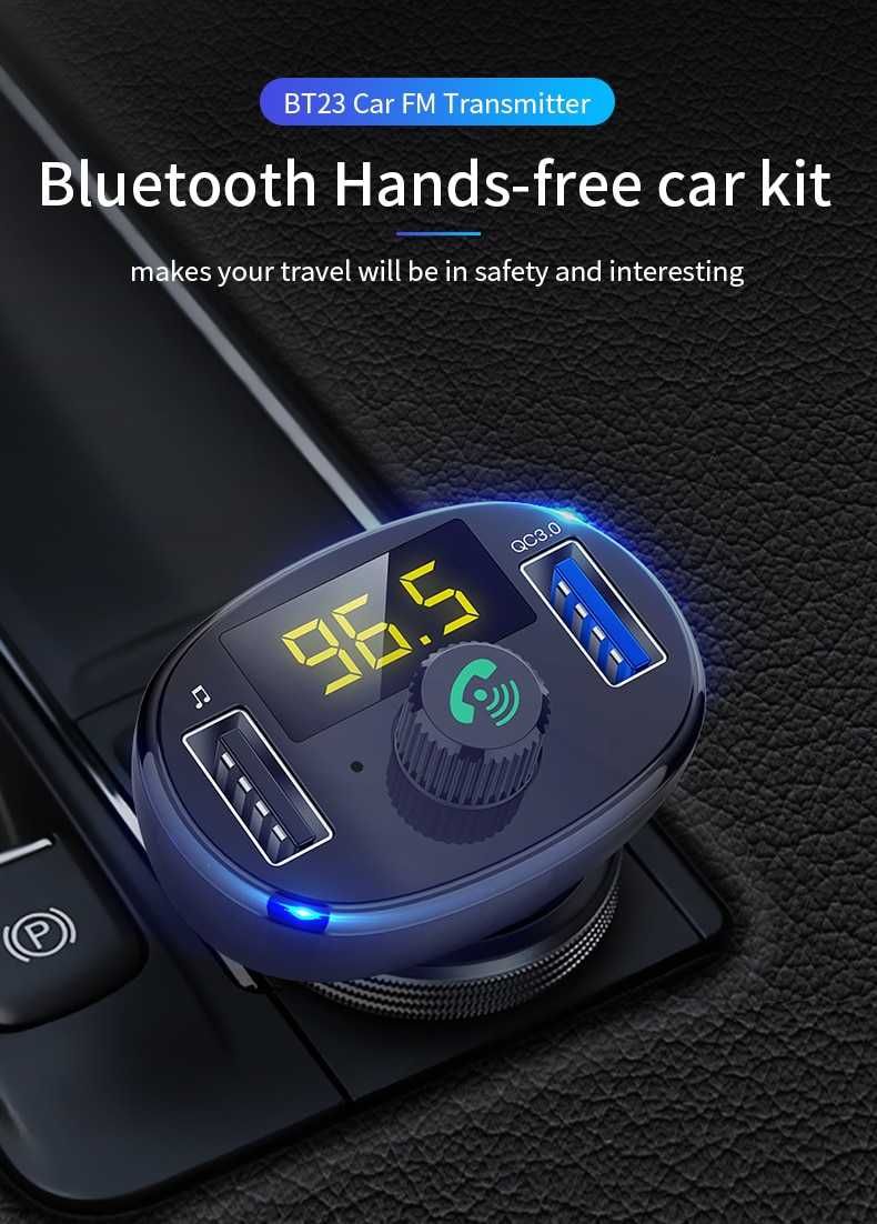 FM модулятор с Bluetooth и вольтметром зарядкой USB QC3.0 и MP3-плеер