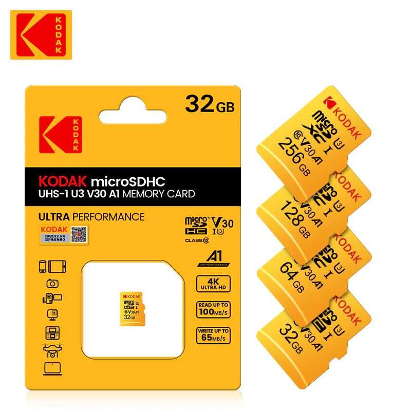 Карта памяти KODAK Micro SD, 32, 64 ГБ, TF-карта 4K, класс 10