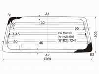 Стекло заднее с обогревом  Mitsubishi Pajero