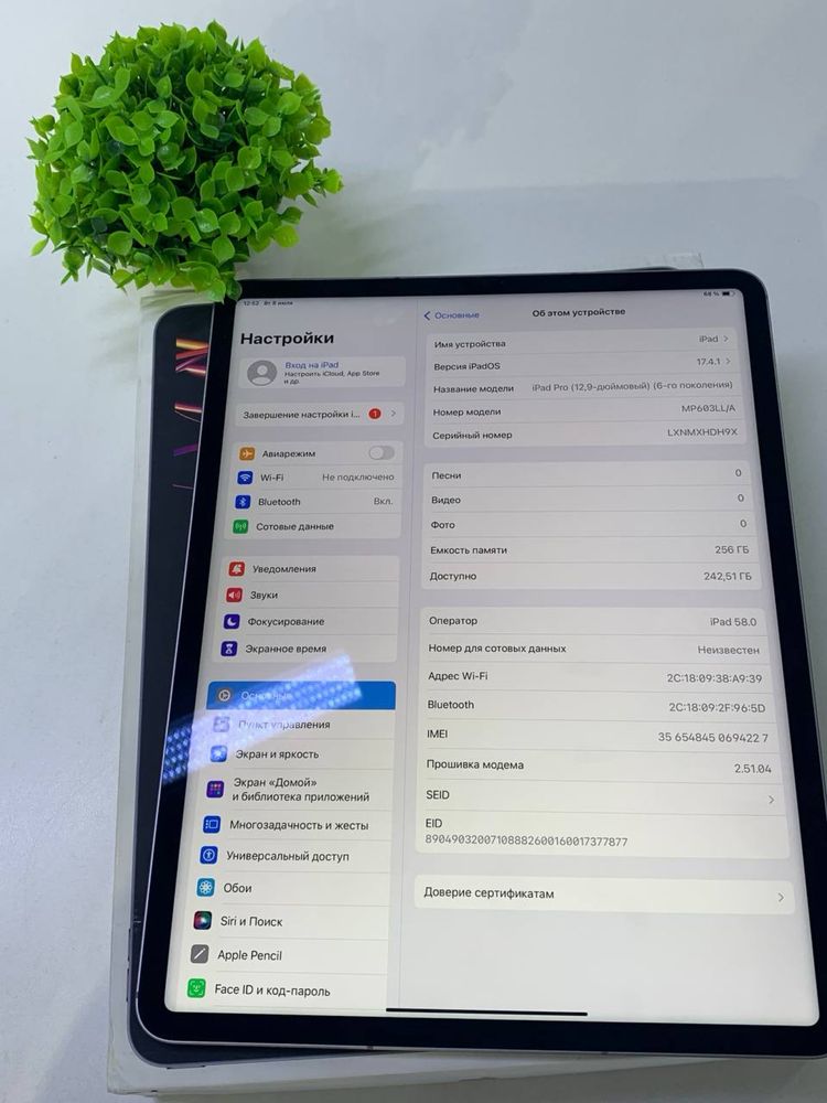Ipad pro (6 gen) M2 256 gb12.9