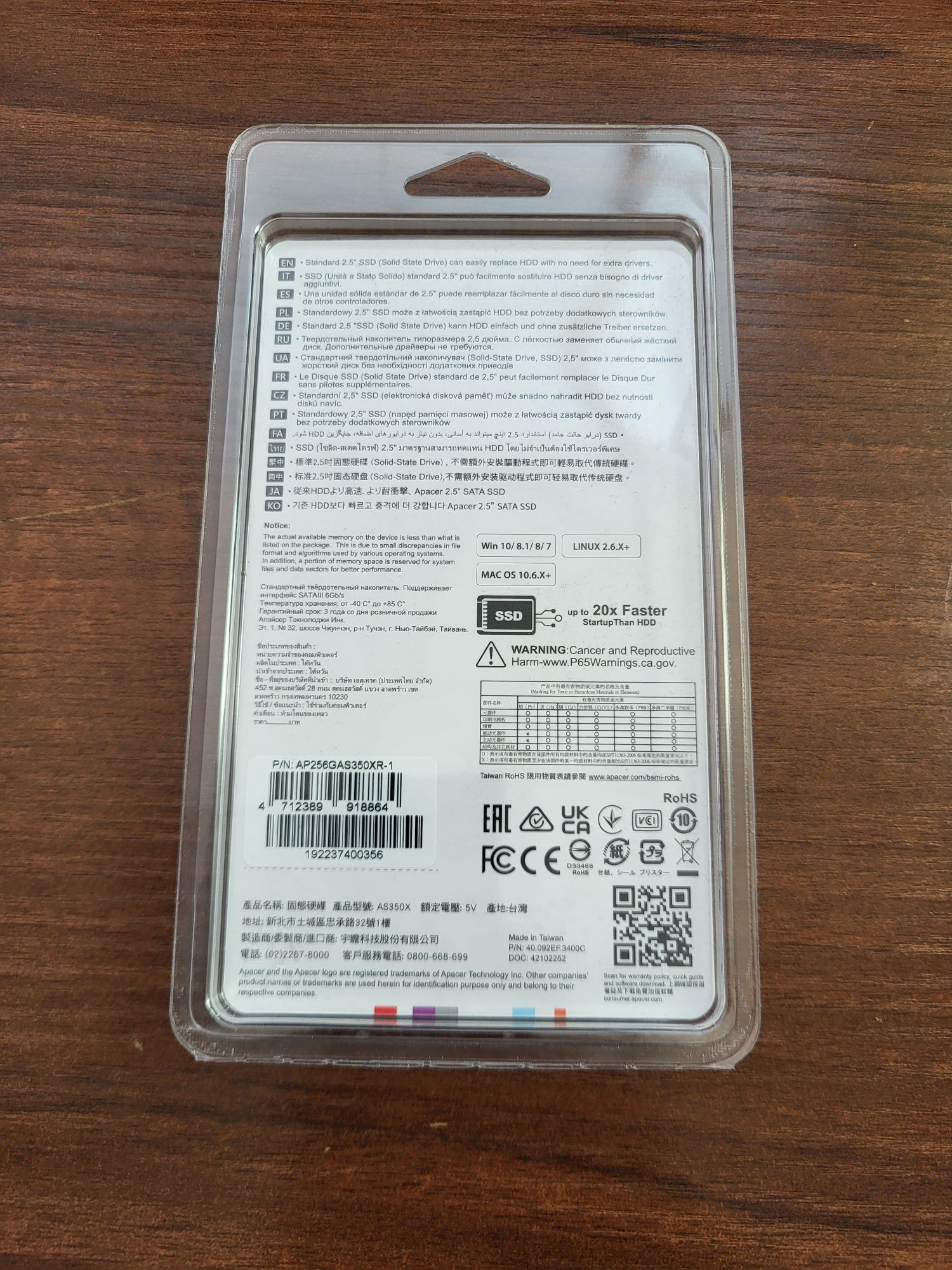 Продаю новый SSD Apacer AS350X 256GB