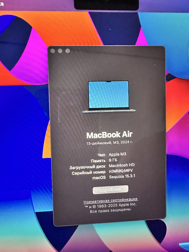 Macbook Air 13”6 M3 2024