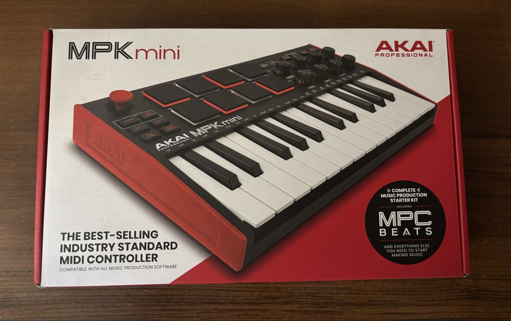 Akai MPK Mini MK3 (Black/red) - в идеальном состоянии, коробка + usb