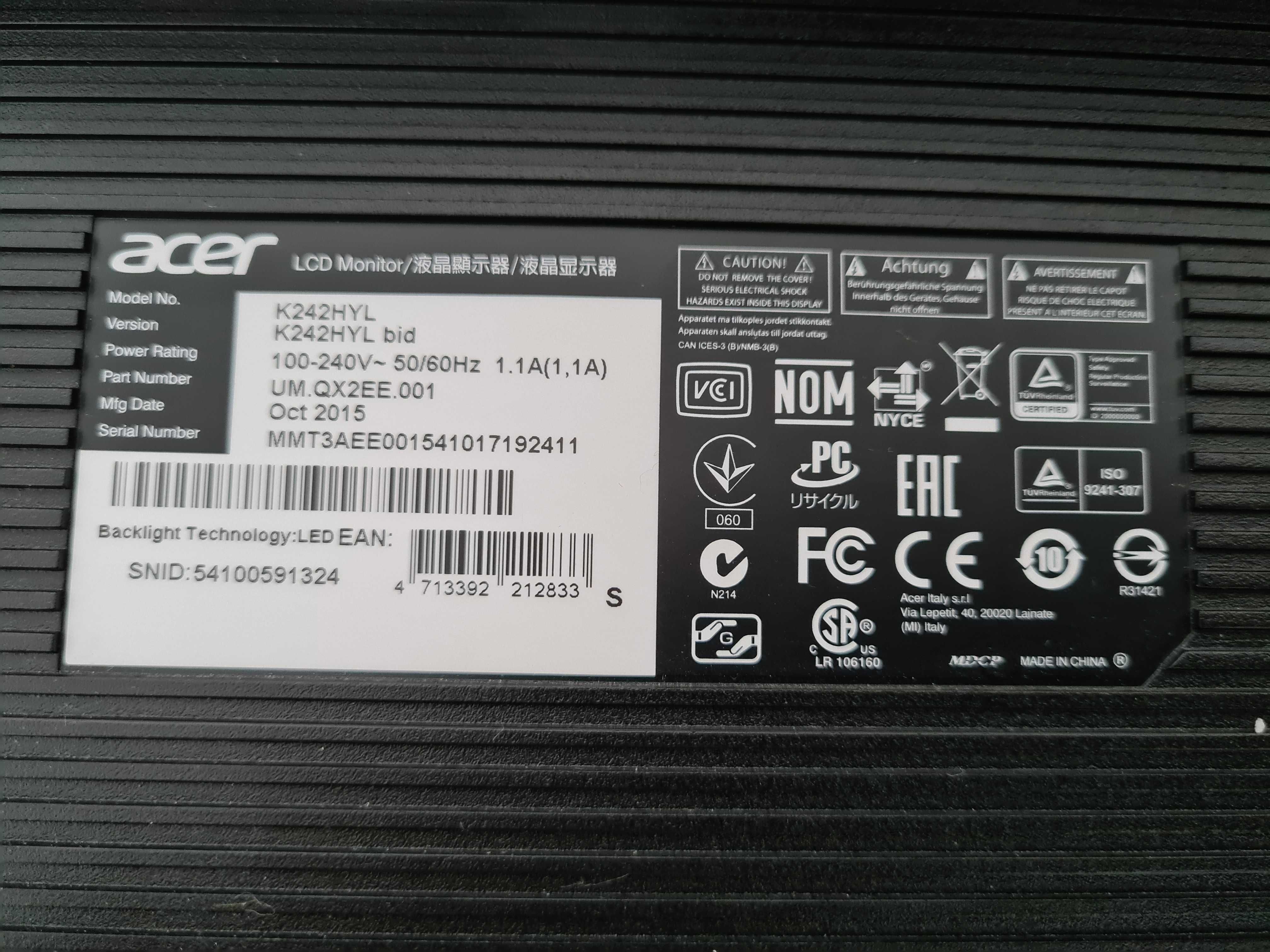 Монитор Acer K242HYL
