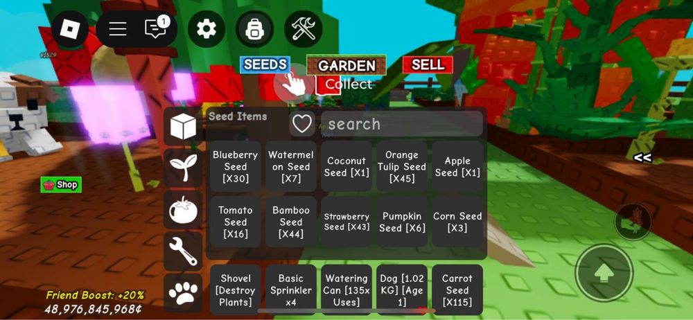 Отдам развитый профиль Grow a Garden с бонусом