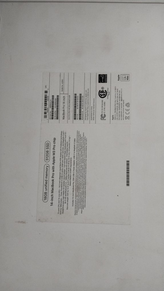 Macbook 14 Pro M3 515gb/18 2023
