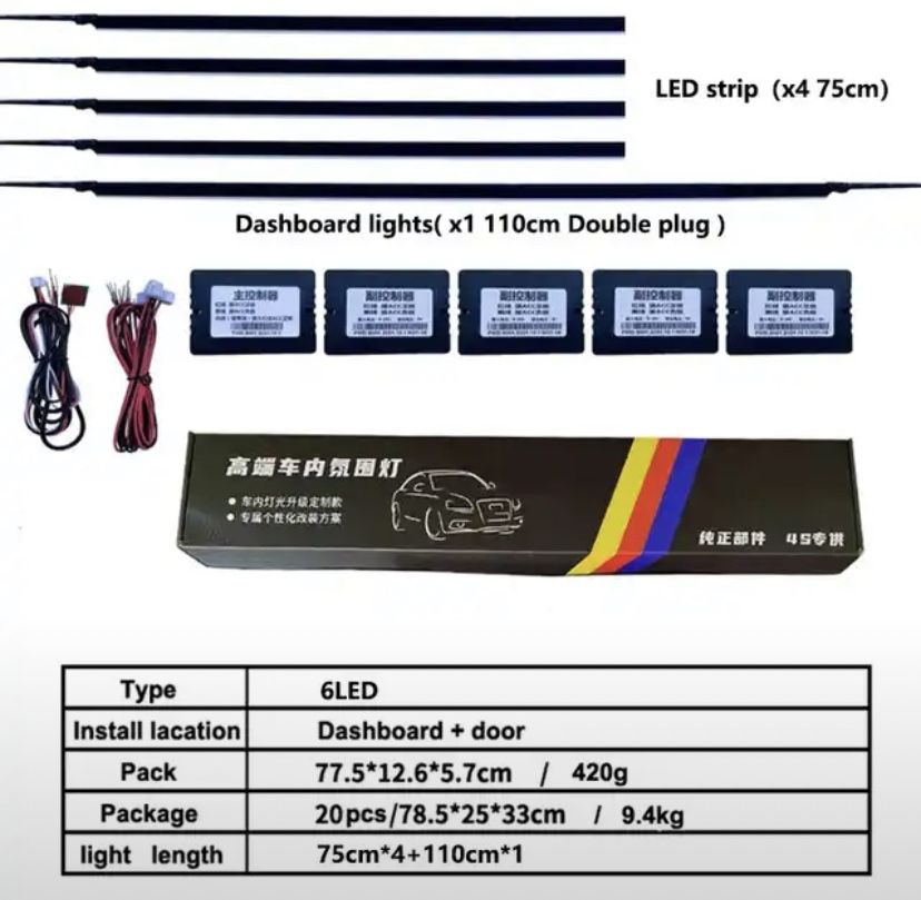 Атмосферная подсветка салона авто RGB / подсветка салона контурная