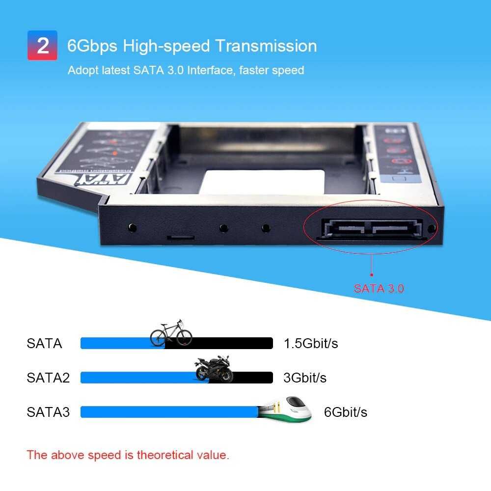 Новый Переходник Caddy Optibay HDD/SSD в привод ноутбука 9.5 и 12.7 мм