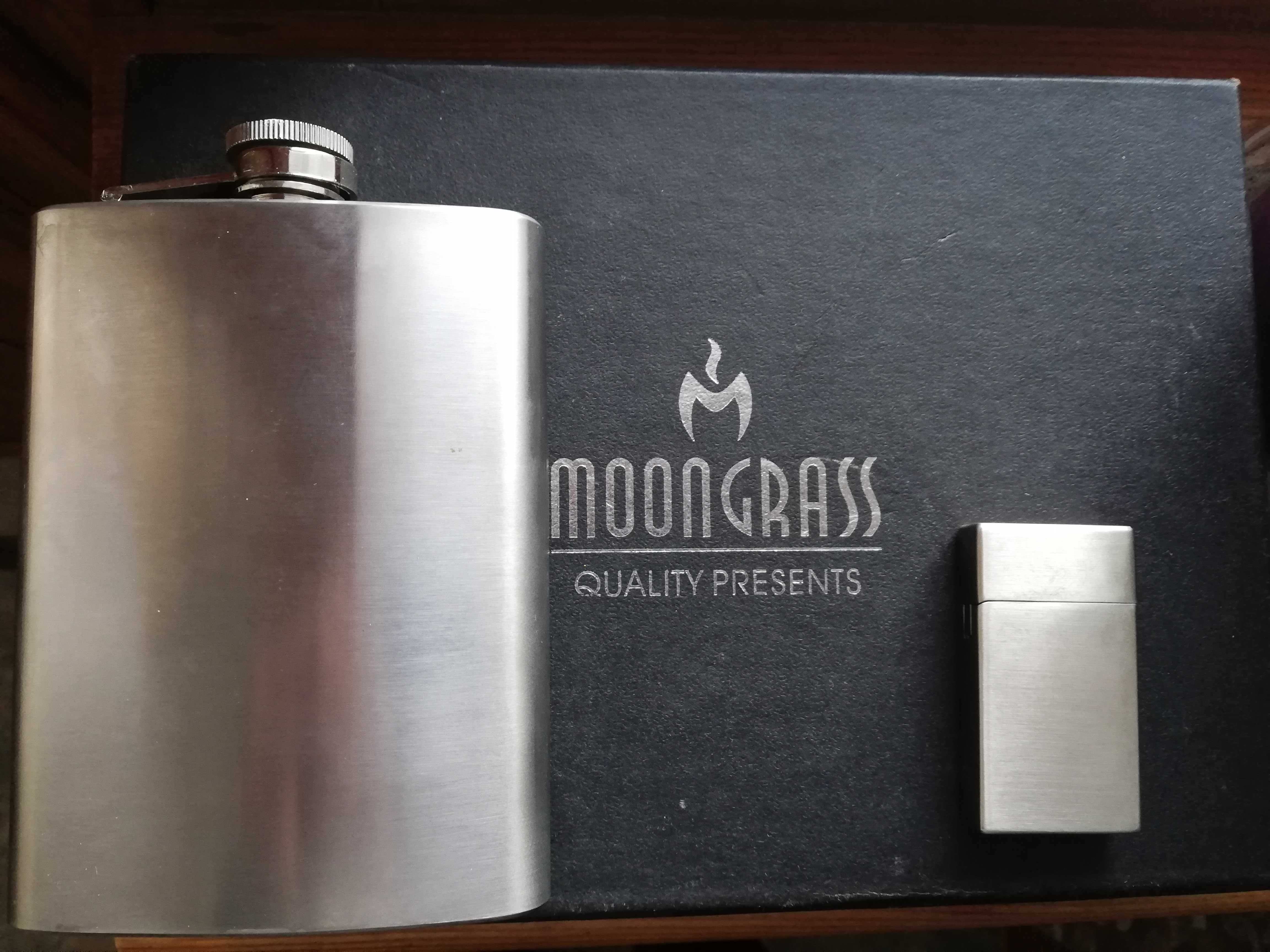 Подарок для мужчины! Продам новую фляжку и зажигалку "moon grass"