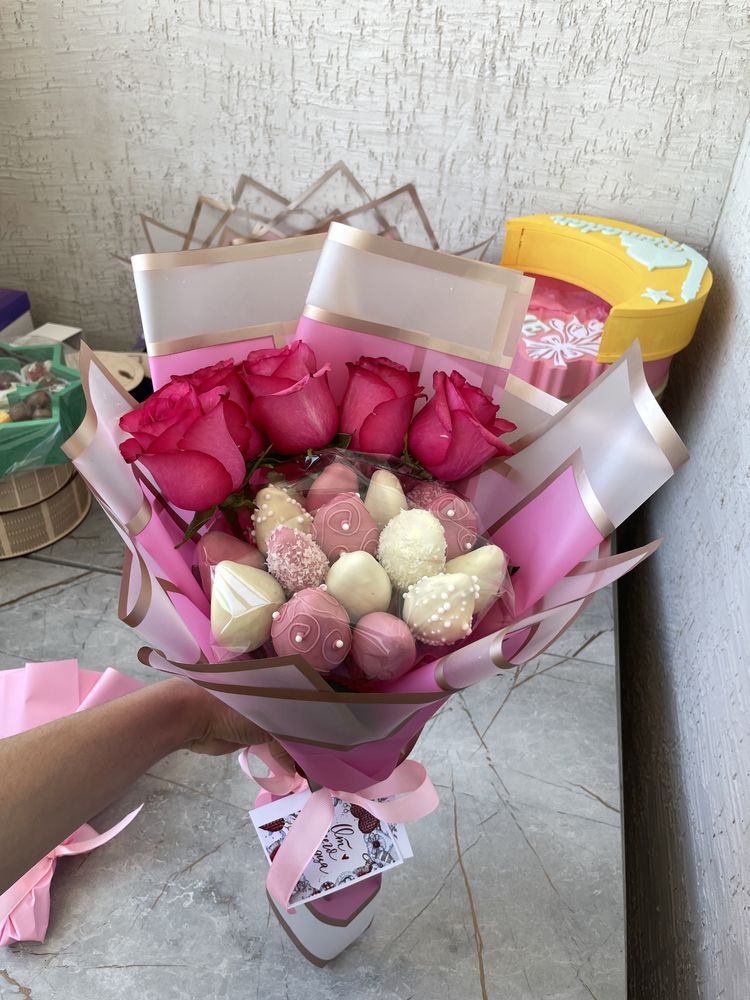 Клубника в шоколаде, клубничный букет, подарок для неё, подарок девушк
