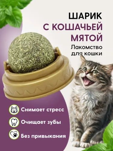 Мятный шарик для кошек на липучке