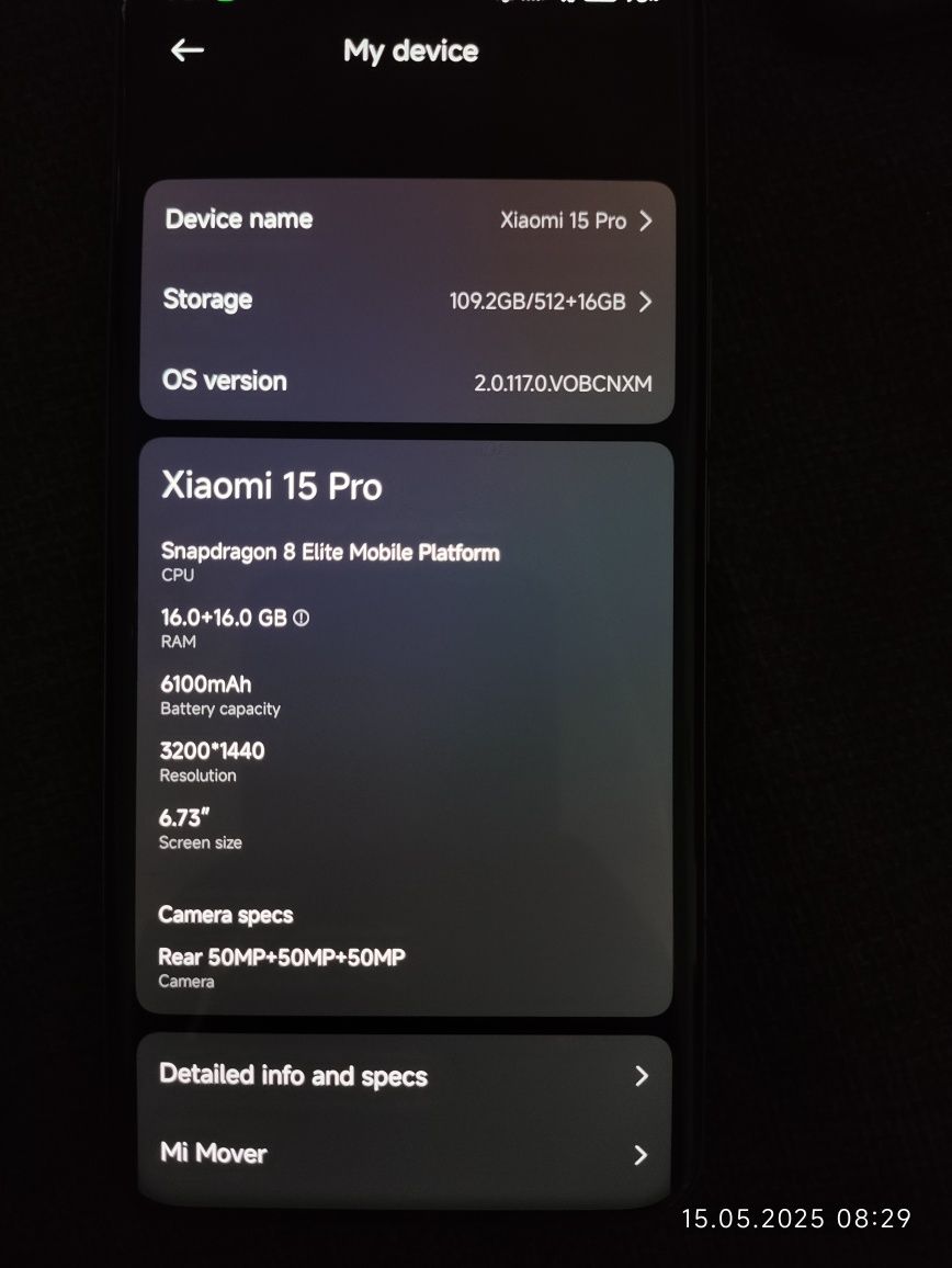 Xiaomi 15 pro 512 16+16
