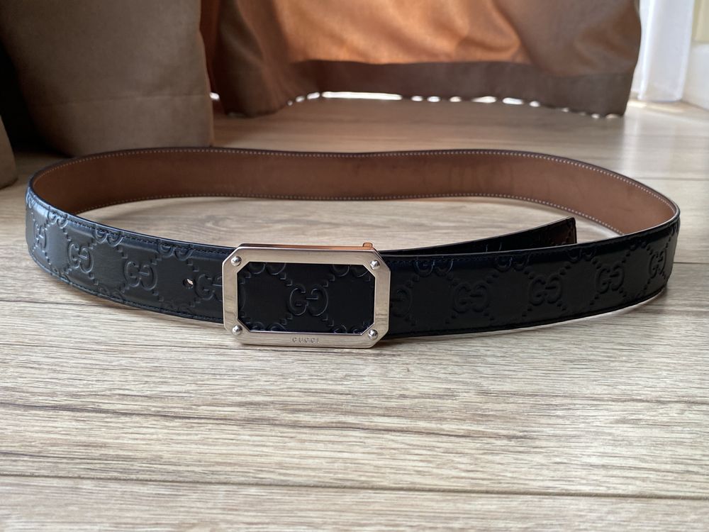 Оригинал ремень Gucci Signature 403941 CWC0N с прямоугольной пряжкой