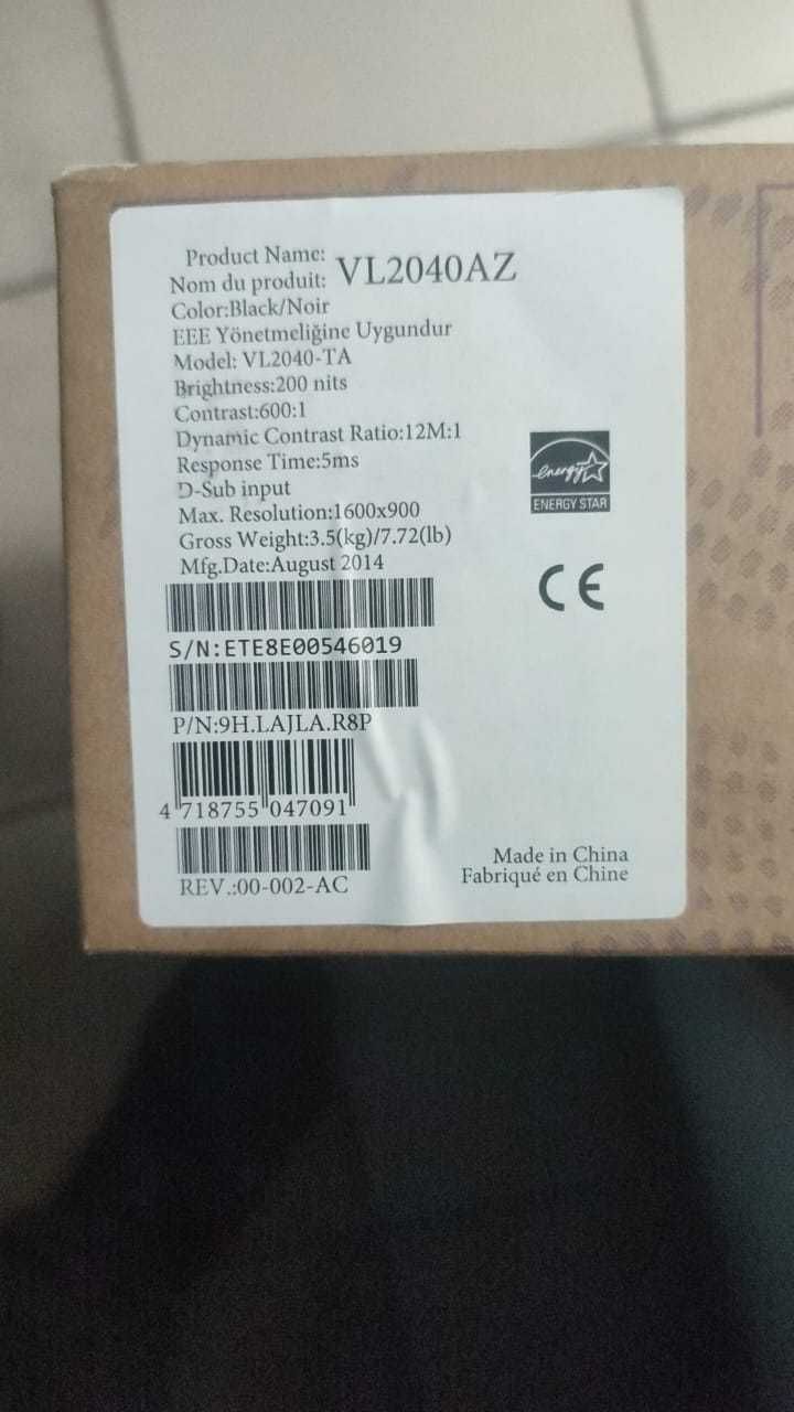 Монитор 19.5" 1600x900 Benq VL2040Z