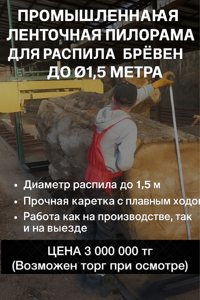 Продается промышленная ленточная пилорама