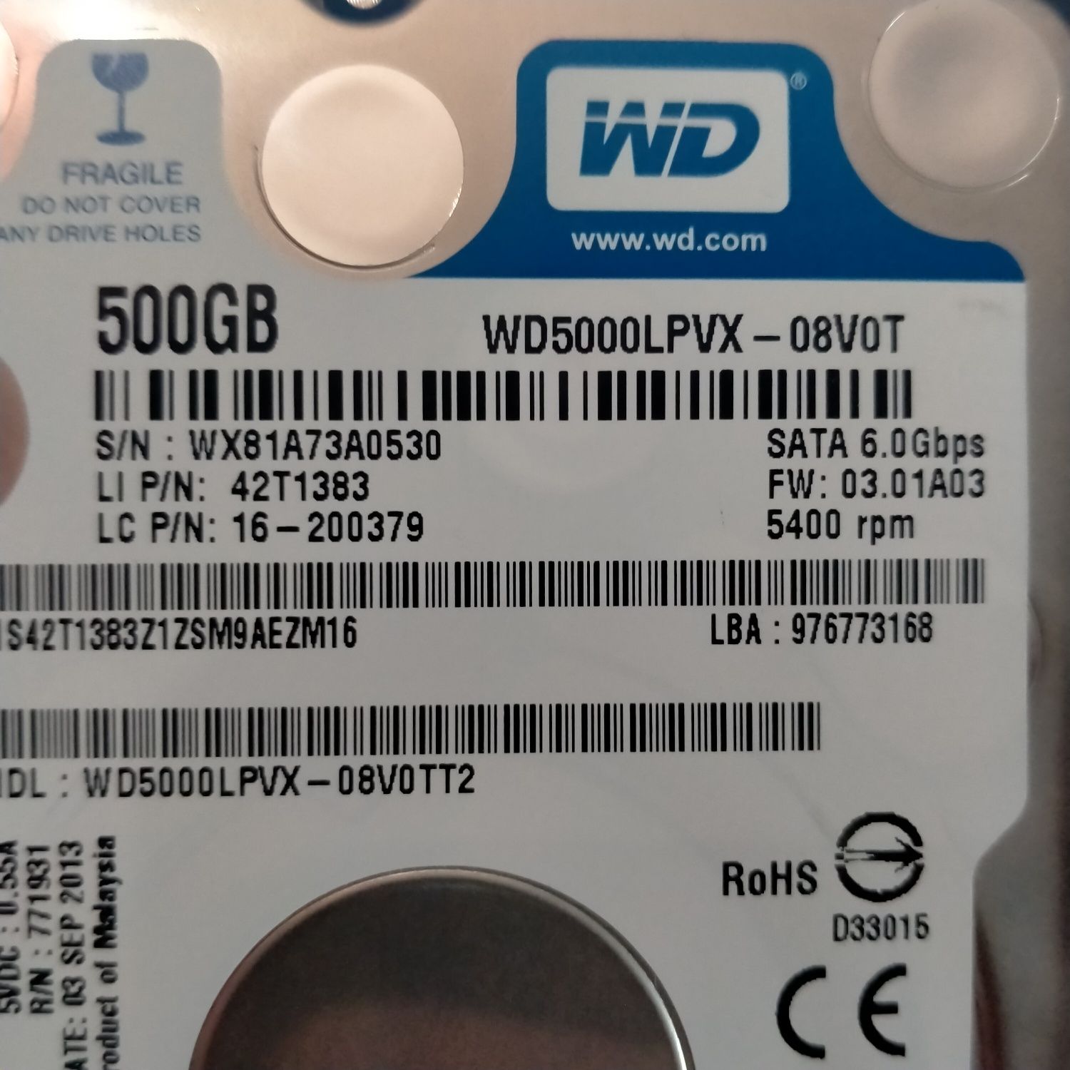 Внешний жесткий диск 500Gb 2.5