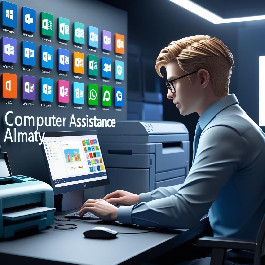 Установка драйверов принтера в Алматы. Активация Windows и Office