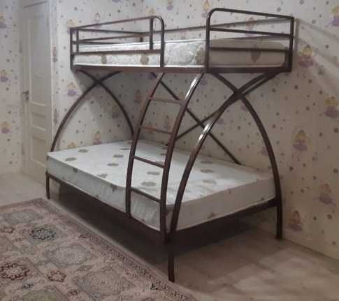 Металлическая двухъярусная кровать (двухярусная). Доставка. Рассрочка.