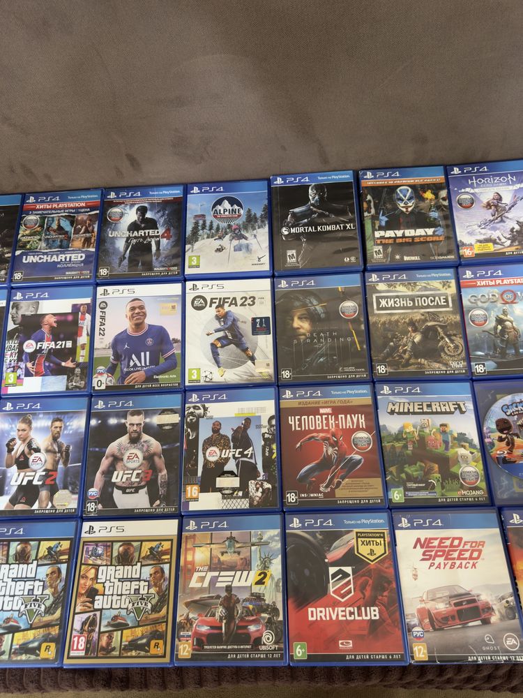 Игры на дисках Playstation 4 ps 5 пс Ufc 3 Fifa23 Gta V человек паук